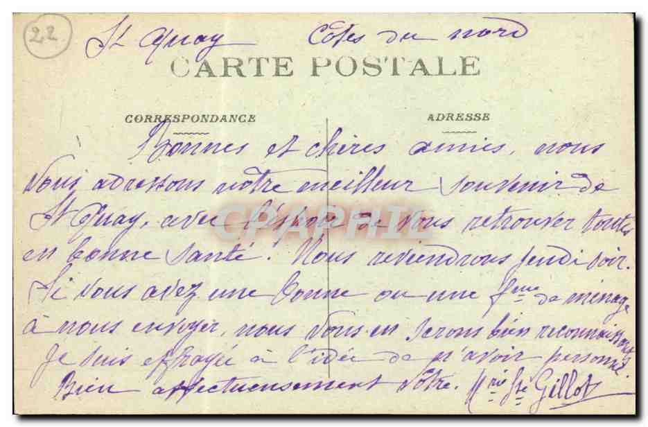 Saint-Quay (C.-du-N.) — Un coin de Lisnain - Le bain à marée basse — J.-B. Barat, phot. éd. St-Quay, n° 1264 — Achterkant