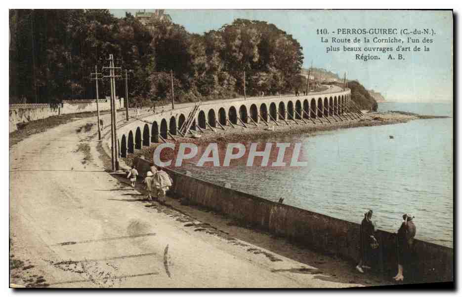 Perros-Guirec (C.-du-N.) — La Route de la Corniche, l'un des plus beaux ouvrages d'art de la Région — A. B.