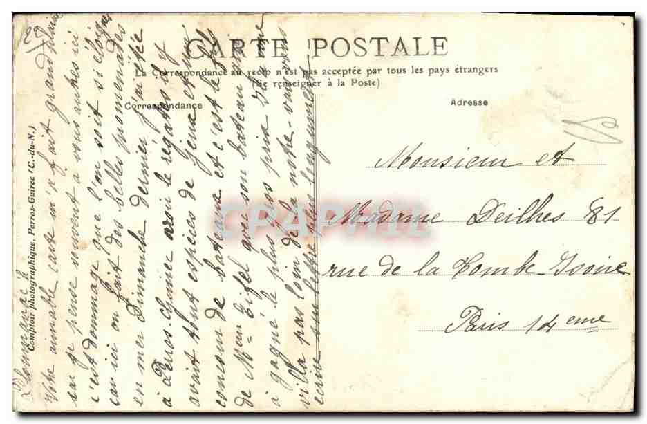 Rochers de Ploumanac'h — Perros-Guirec — Éditeur Perros-Guirec, n° 1470 — Reverso