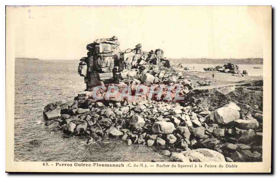 Perros Guirec-Ploumanach (C. du-N.) — Rocher du Squevel à la Pointe du Diable