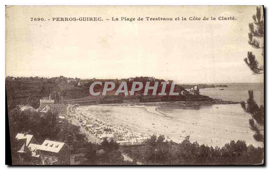 Perros-Guirec — La Plage de Trestraou et la Côte de la Clarté — CPAPHIL 7690