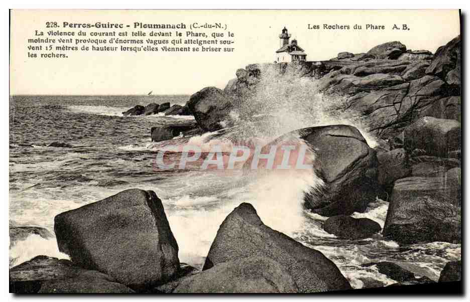 Perros-Guirec - Pleumanach (C.-du-N.) — Die Felsen des Leuchtturms — Phototype A. Bruit, Angers