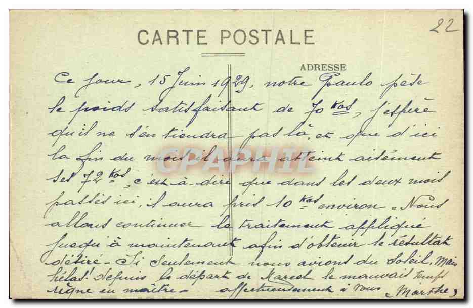 Ile de Bréhat (C.-du-N.) — Vue générale du Port Clos et les Hôtels — Éditeur : CPAPHIL, n° 39 — Verso
