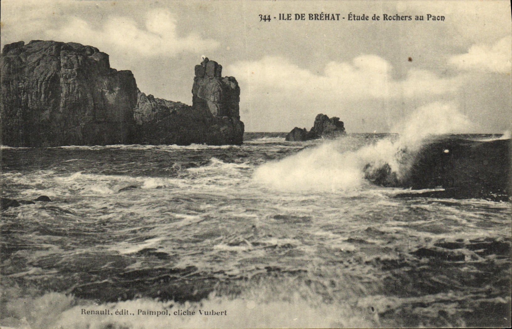 Ile de Bréhat — Étude de Rochers au Pacn — Renault, édit., Paimpol, cliché Vunbert