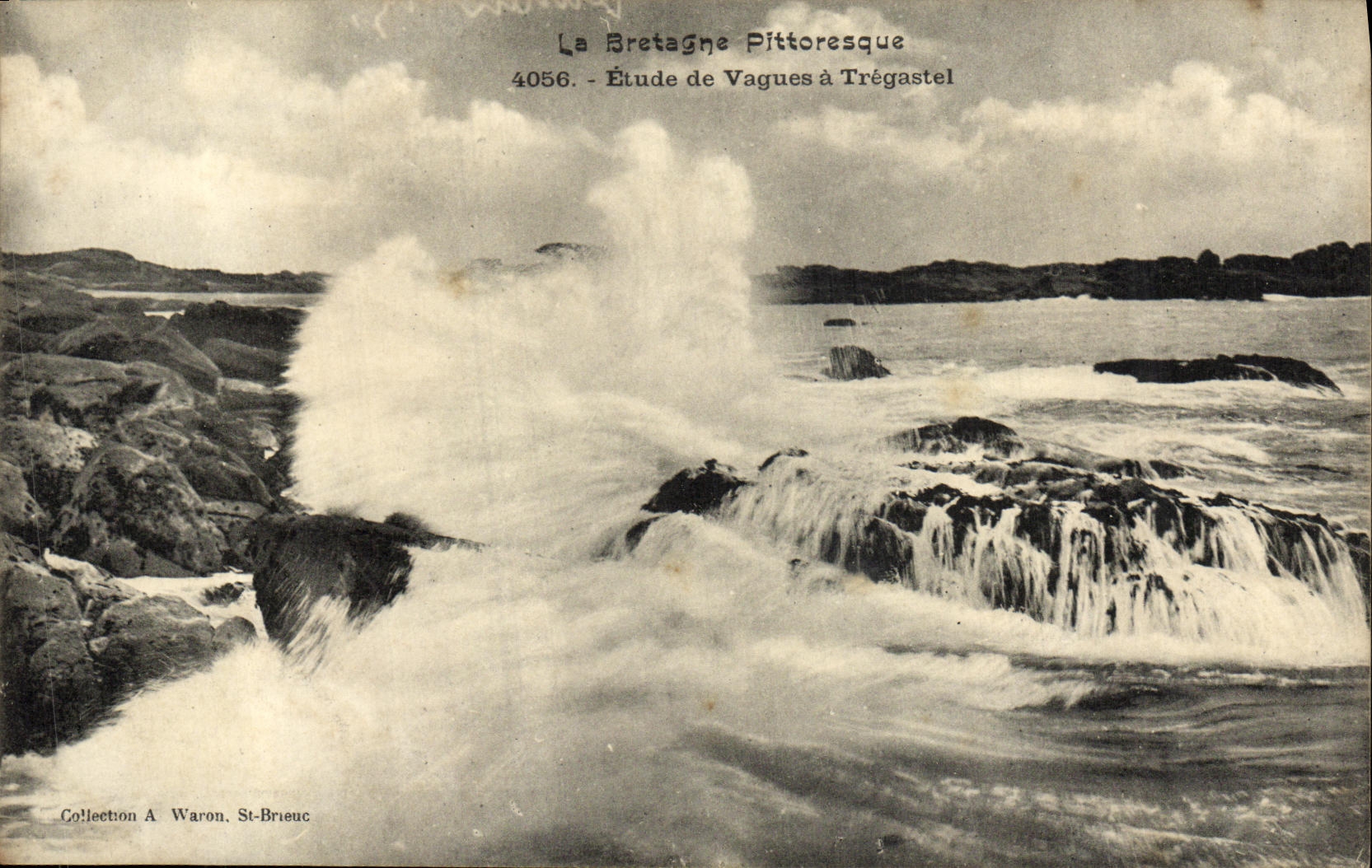 Étude de Vagues à Trégastel — La Bretagne Pittoresque, n° 4056 — Collection A. Waron, St-Brieuc
