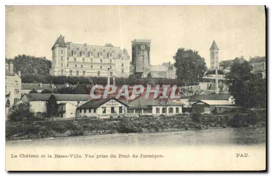 CPA Le Chateau et la Basse Ville Vue Prise du Pont de jurancon Pau