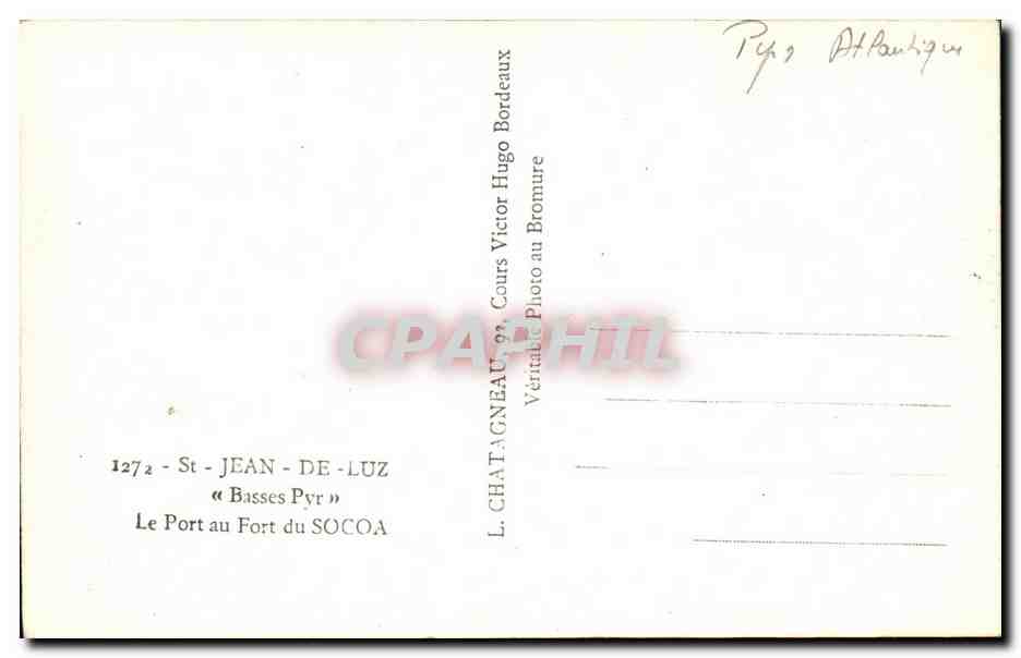 Il Porto al Forte del SOCOA — St-Jean-de-Luz — Editore L. Chatagnéau, Bordeaux — Verso