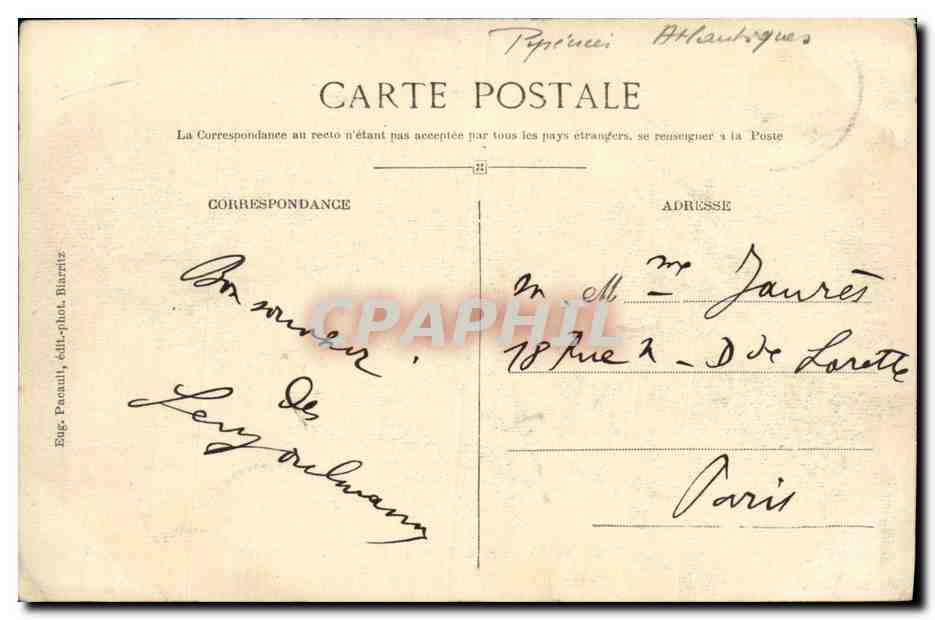 CPA Le Phare de Biarritz  — Verso