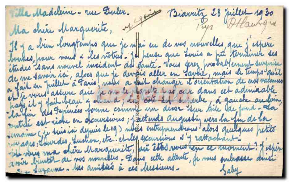 CPA Biarritz Le Rocher de la Vierge par gros temps — Verso