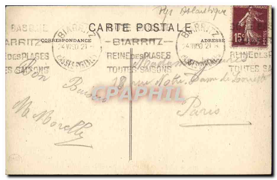 CPA La Cote Basque Biarritz Le Rocher de la Vierge  — Verso