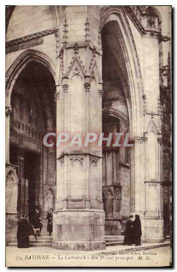 CPA Bayonne La Cathedrale Son Portail Principal