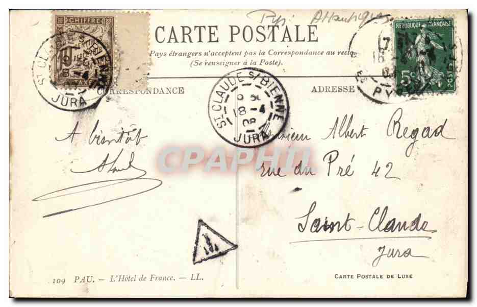 Platz der Republik — Saint-Clair — Das Hotel de France, Pau — Rückseite