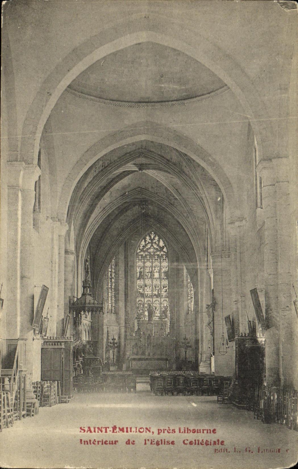 Saint-Émilion, près Libourne — Intérieur de l'Église Collégiale — Édit. J. G. Labour