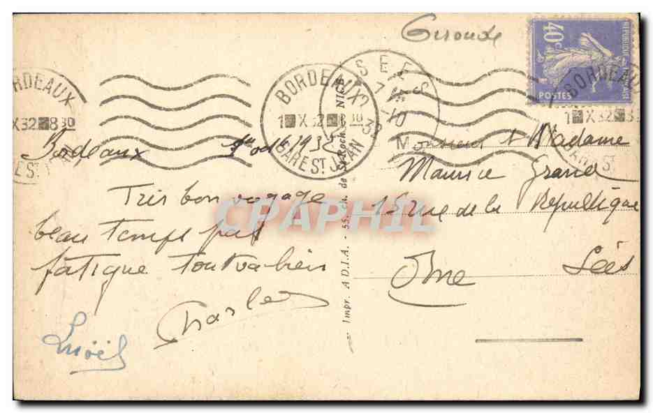 Bordeaux — Le Pont de pierre — CPAPHIL n°2219 — Verso