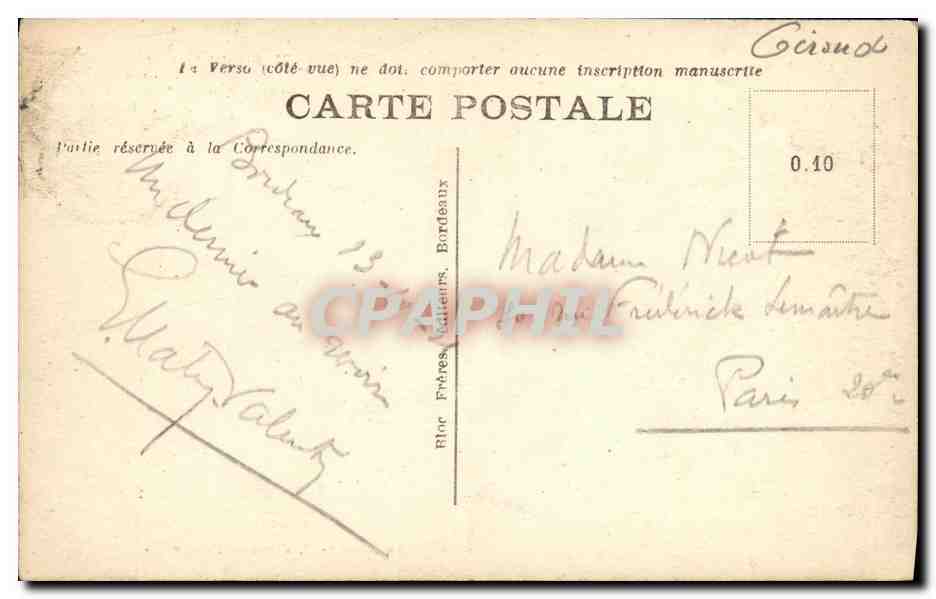 CPA Bordeaux Le Monument des Girondins Grouep Sud — Verso