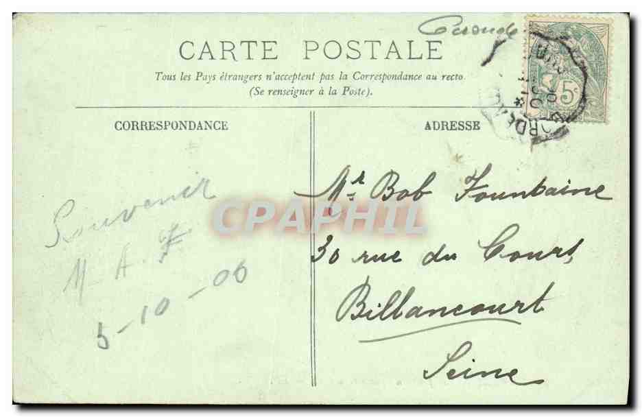 CPA Bordeaux Vue Prise au Square Gambetta — Verso
