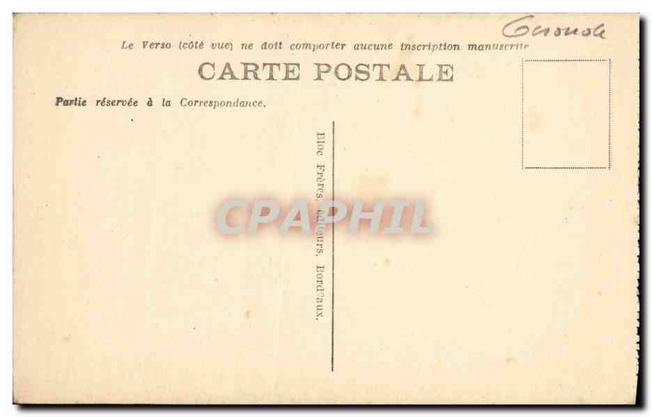 CPA Bordeaux La Place Quinconces et le Monument des Girondins — Verso