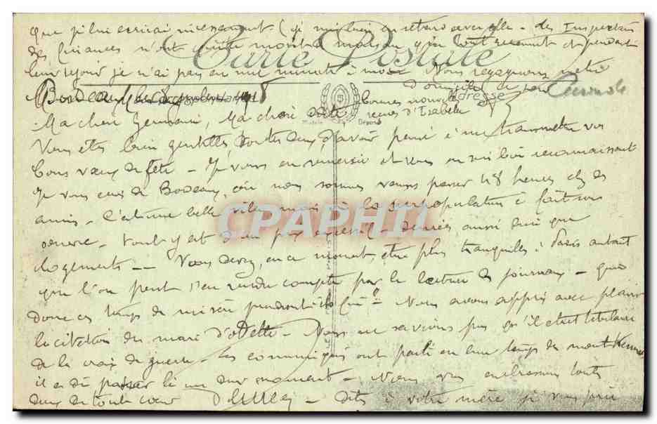 Bordeaux — Le Monument des Girondins et la Place des Quinconces — CPAPHIL n°186 — Rückseite