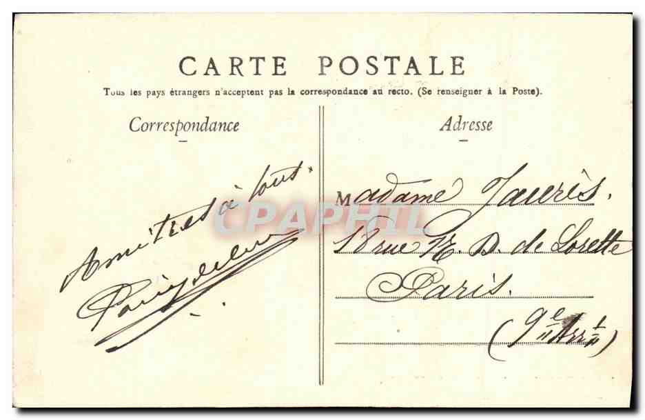 CPA Bordeaux Jardin de la Mairie — Verso