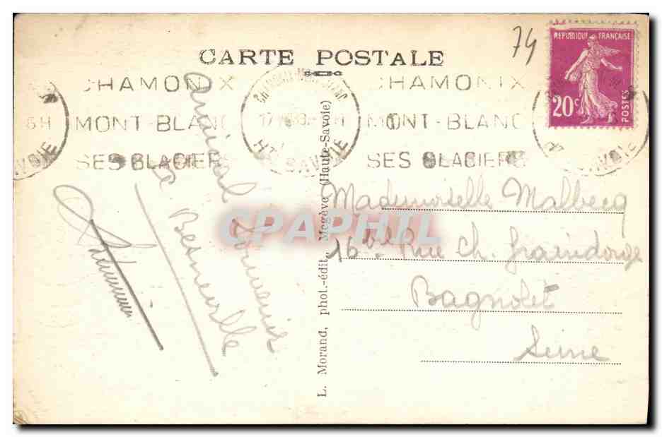 CPA Chamonix Mont Blanc Teleferique de Plan Praz Brevent — Verso