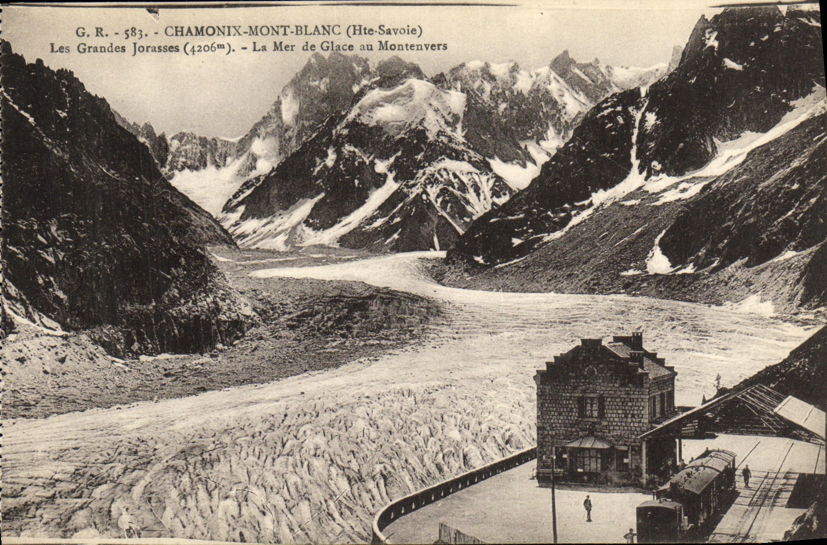 CPA Chamonix Mont Blanc La mer de glace au Montenvers Train