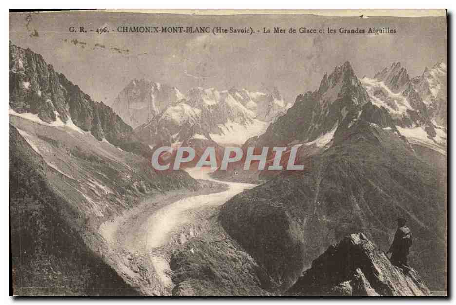 CPA Chamonix Mont Blanc La mer de galce et les grandes aiguilles