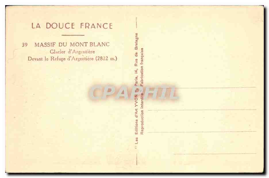 CPA Chamonix Mont Blanc Glacier d Argentiere — Verso
