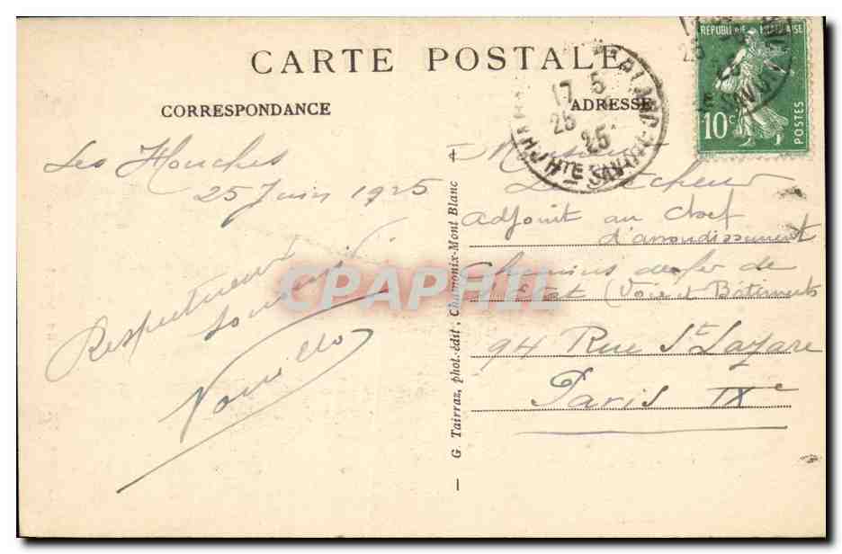 CPA Chamonix Viaduc Sainte Marie — Verso
