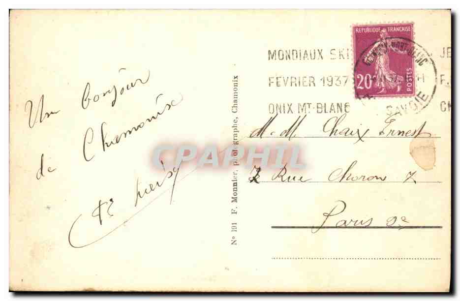 CPA Chamonix Telemarks Ski — Verso
