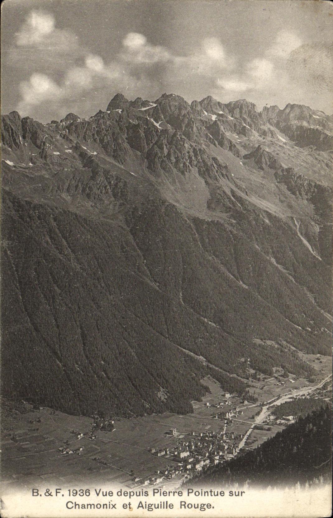 CPA Vue depuis Pierre Pointue sur Chamonix et Aiguille Rouge