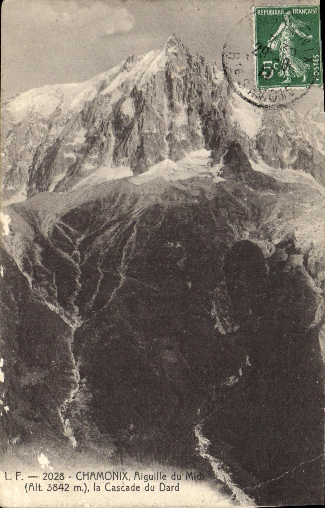 Vintage Postcard Chamonix Aiguille du Midi la Cascade du Dard