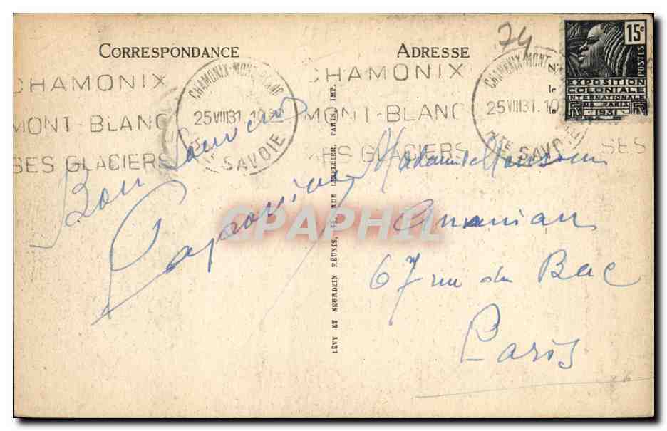 CPA Chamonix Mont Blanc Traversee des Clochetons de Plampraz — Verso