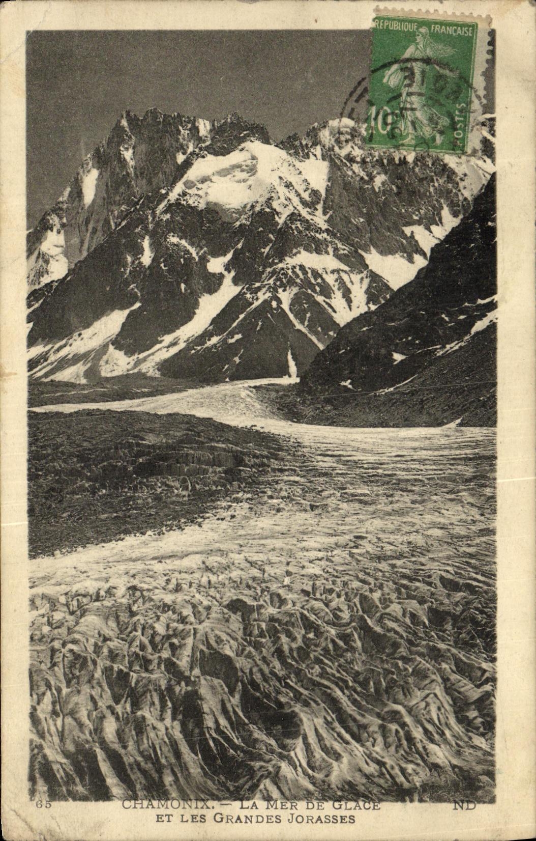 Antike Ansichtskarte Chamonix La Mer De Glace Et Les Grandes Jorasses