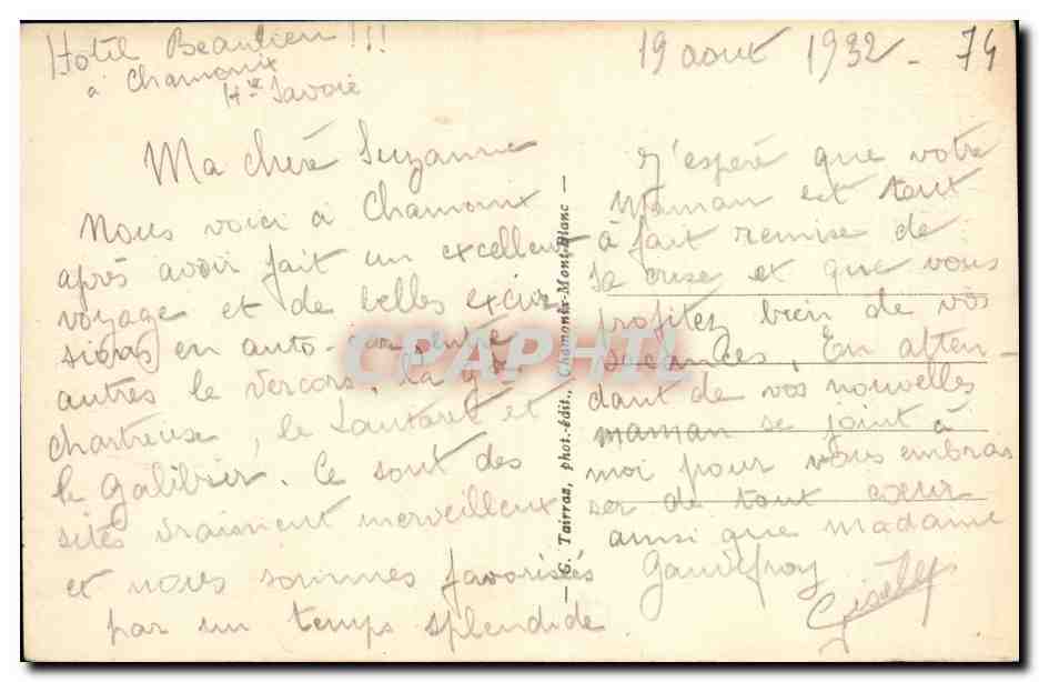 CPA Chamonix Le Mont Blanc Aiguille du Dru — Verso