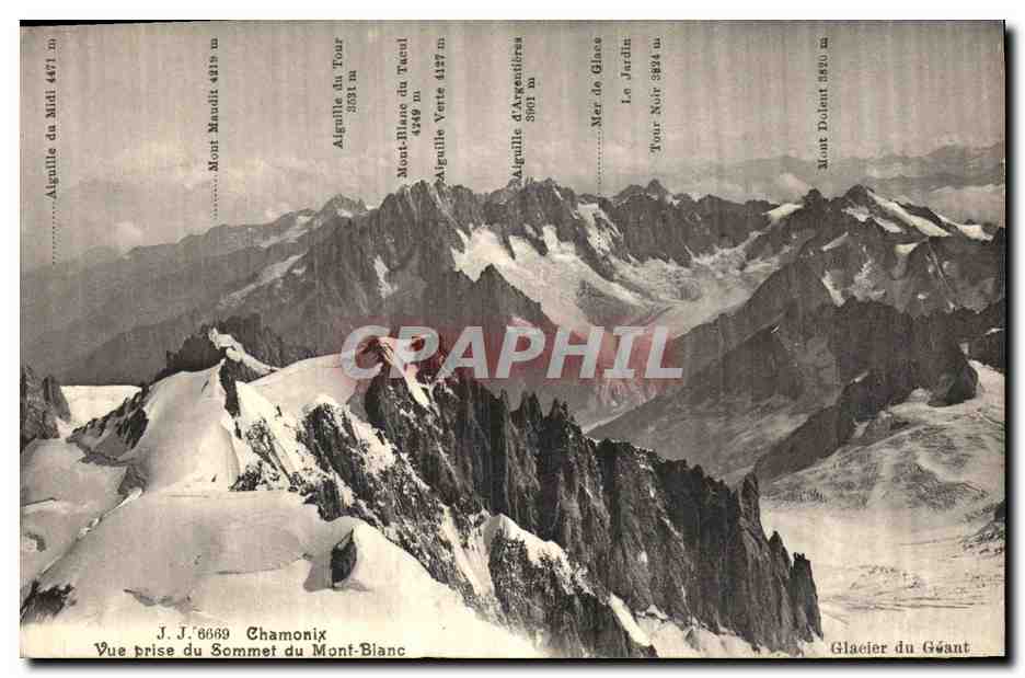 CPA Chamonix Vue prise du Sommet du Mont Blanc