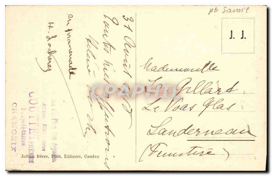 CPA Chamonix Plan de l Aiguille et le Mont Blanc  — Verso