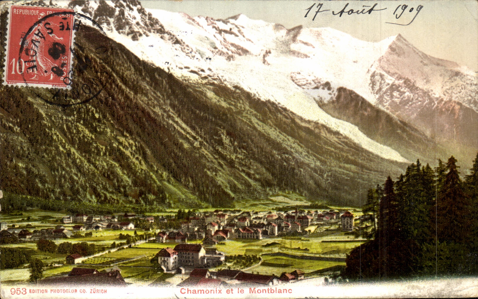 CPA Chamonix et le Montblanc