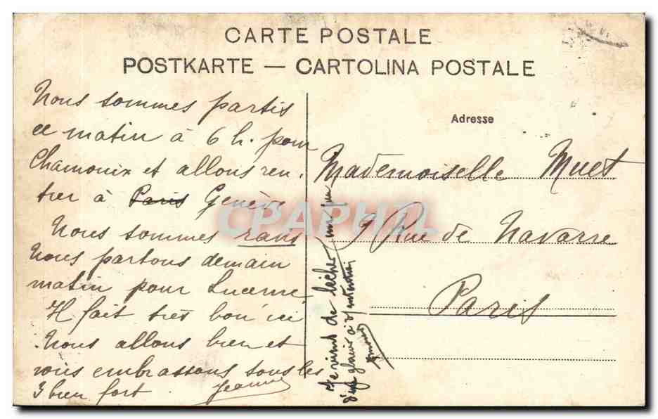 CPA Chamonix et le Montblanc — Verso
