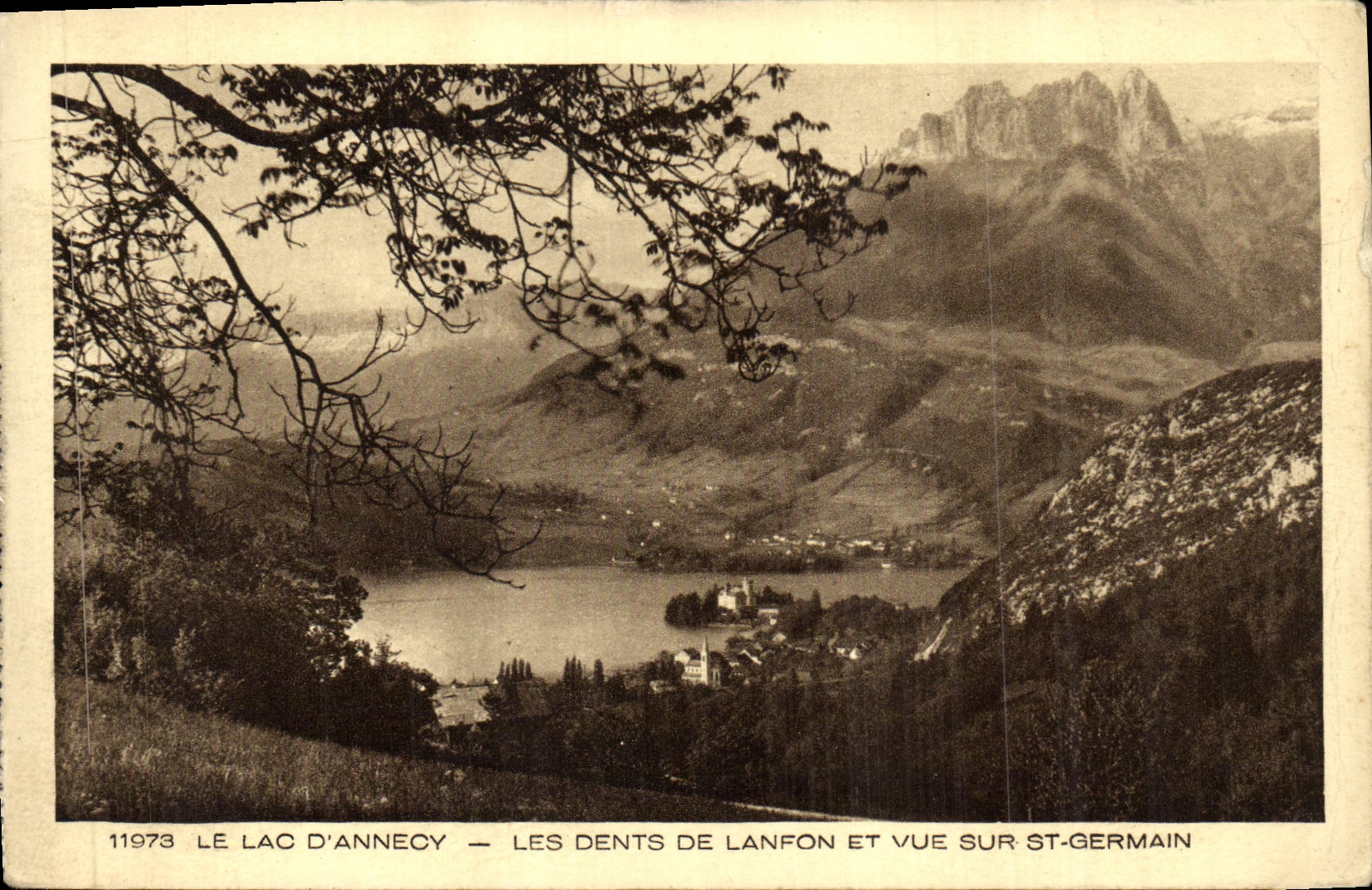 Le Lac d'Annecy — Les Dents de Lanfon et vue sur St-Germain — Imp. Edit. BRAUN & Cie, Mulhouse-Dormach