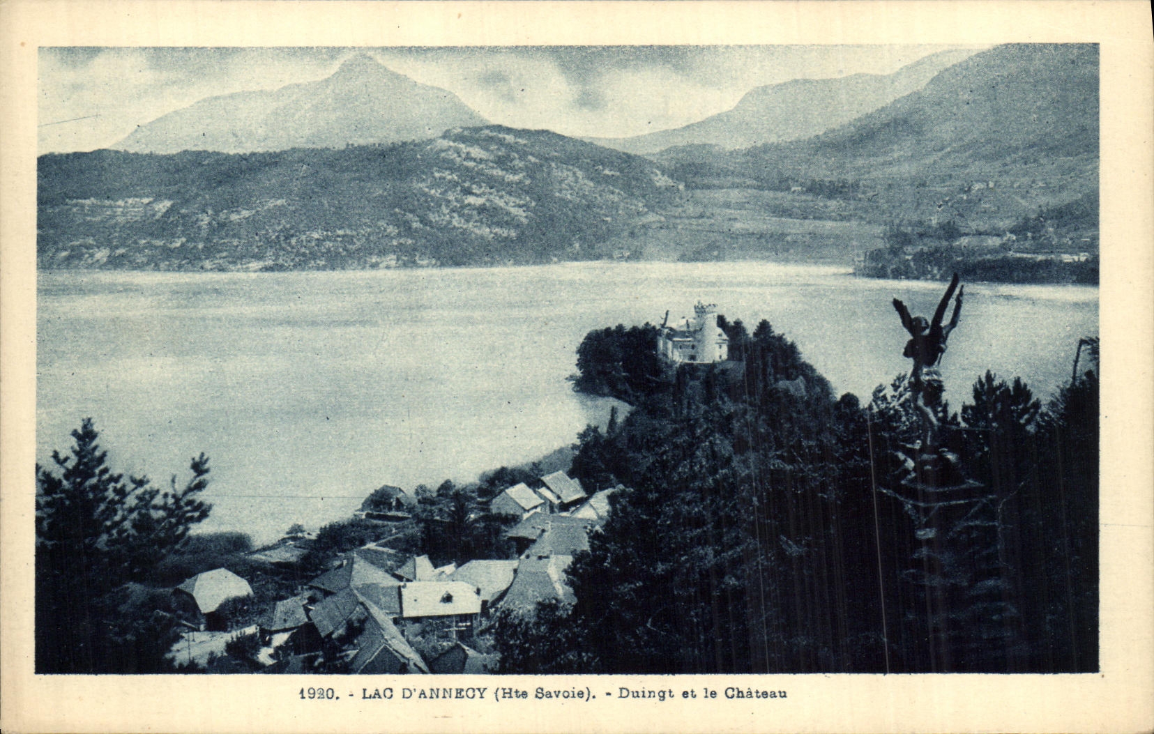 Lac d'Annecy (Htes Savoie) — Duingt et le Château — L. Fauras, édit., à Annemasse (Hte-Savoie)