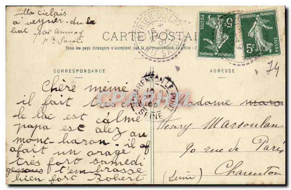 CPA Annecy et la Montagne de Veyrier — Rückseite
