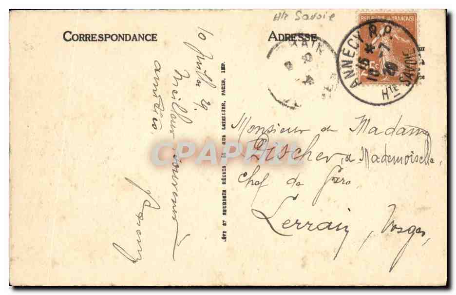 CPA Annecy Le Vapeur France Bateau — Verso