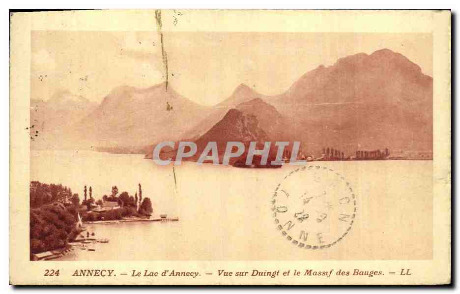 Annecy — Le Lac d'Annecy — Vue sur Duingt et le Massif des Bauges — LL 224