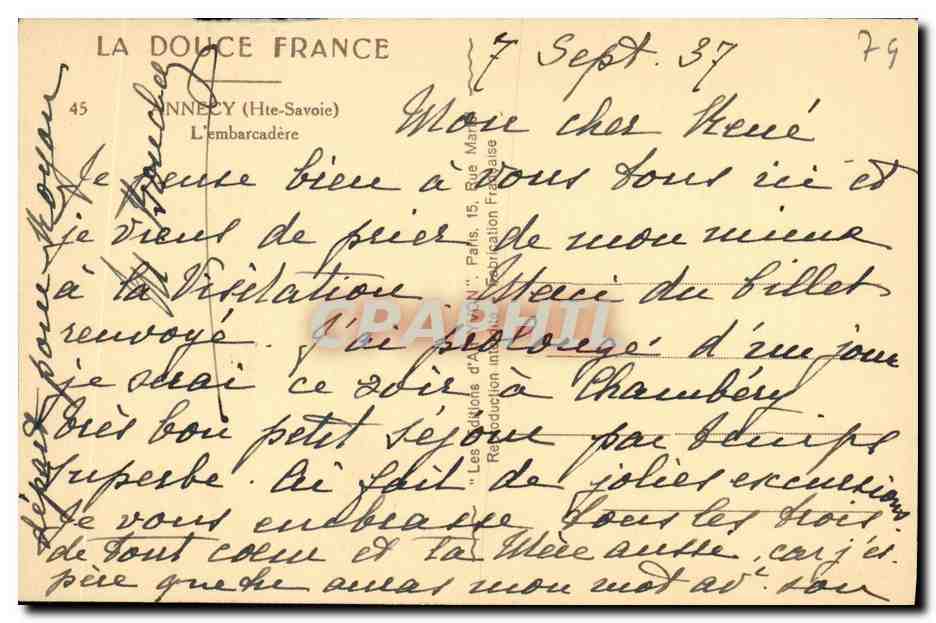 CPA Lac Annecy L embarcadere — Rückseite