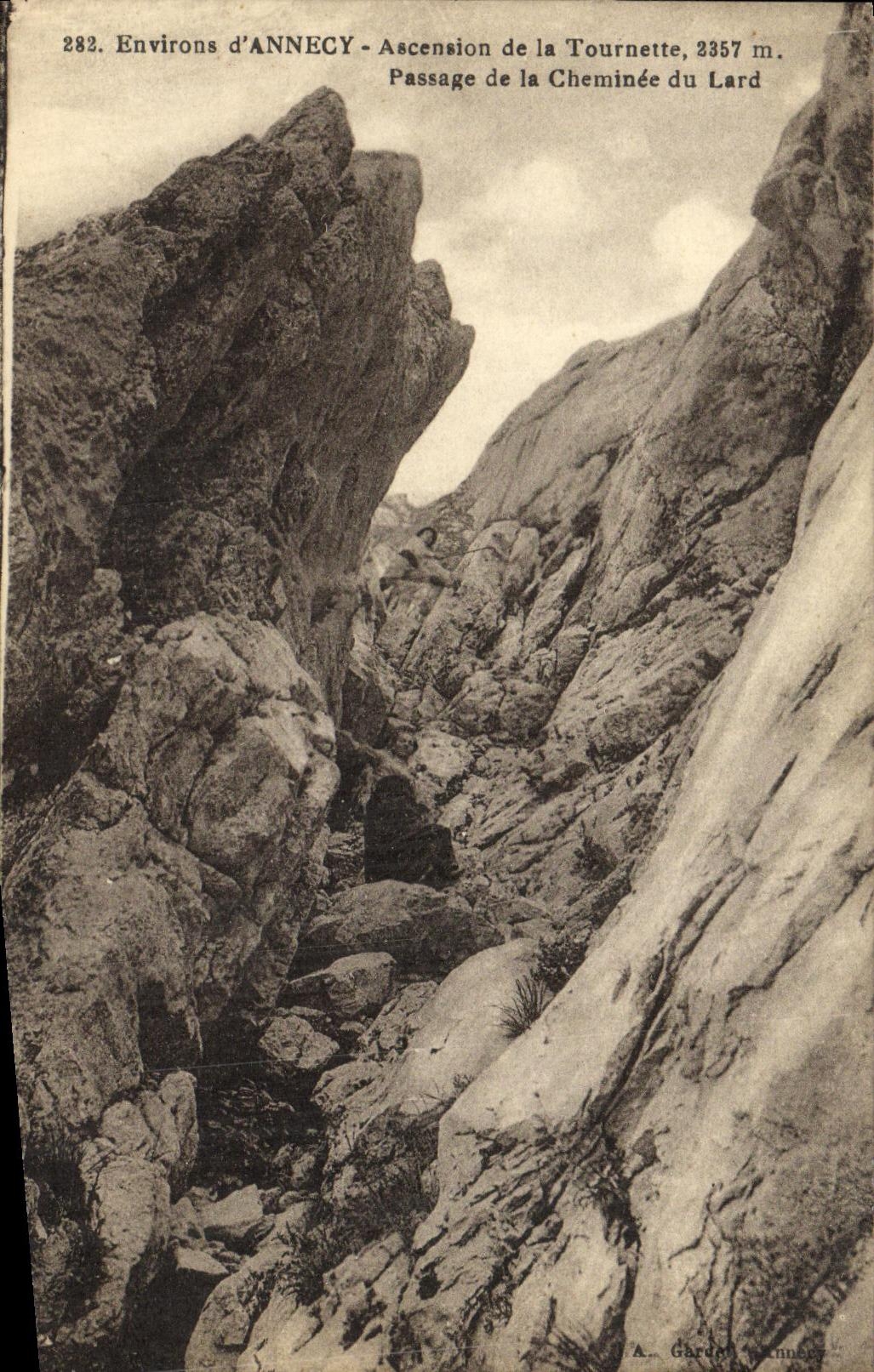 Environs d'ANNECY — Ascension de la Tournette, 2357 m. — Passage de la Cheminée du Lard — A. Gardet, Annecy
