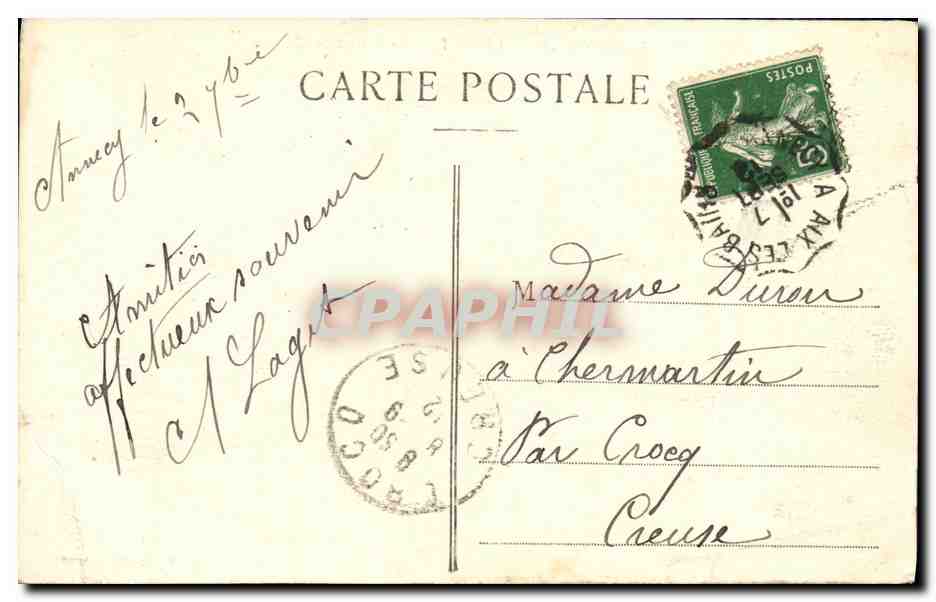 CPA Lac Annecy Duingt Le Port et le Chateau Bateau — Rückseite