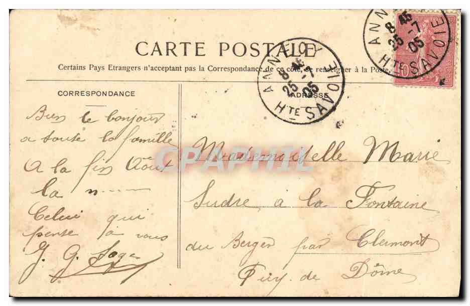 CPA Lac Annecy Le Port Bateaux — Verso