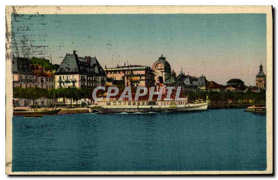 CPA Evian les Bains Vue prise de la jetee Bateau