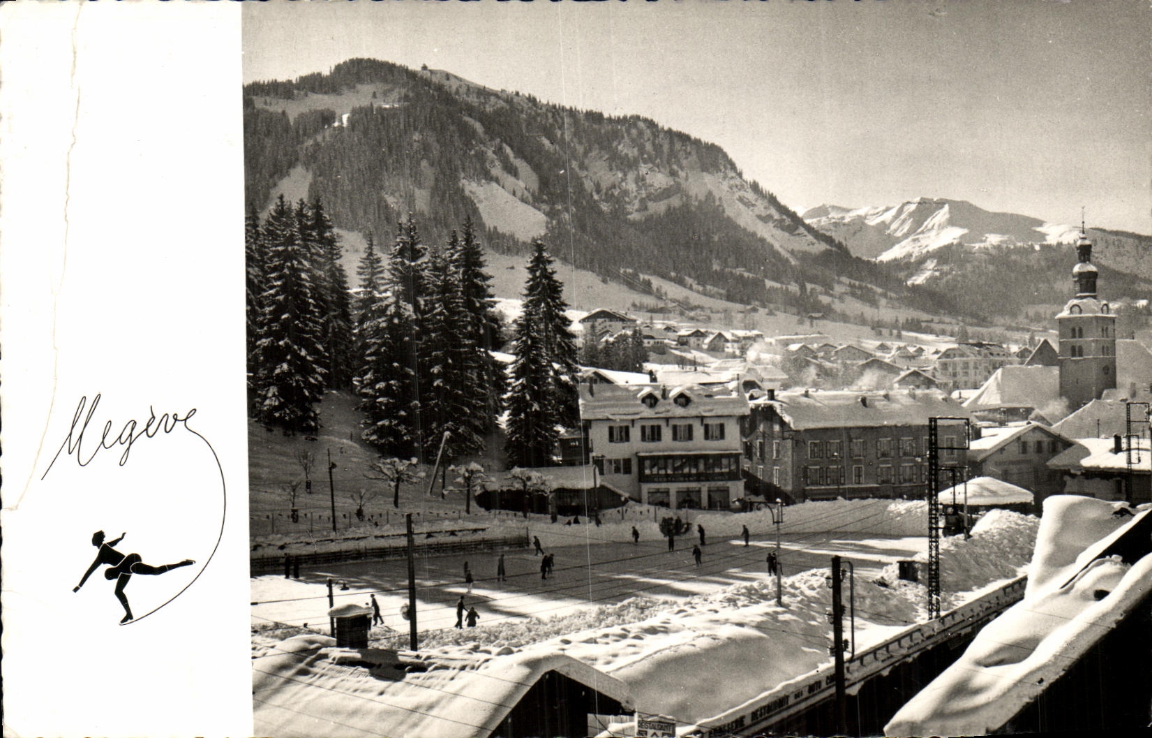Moderne Ansichtskarte Megève Altitude La Patinoire Municipale