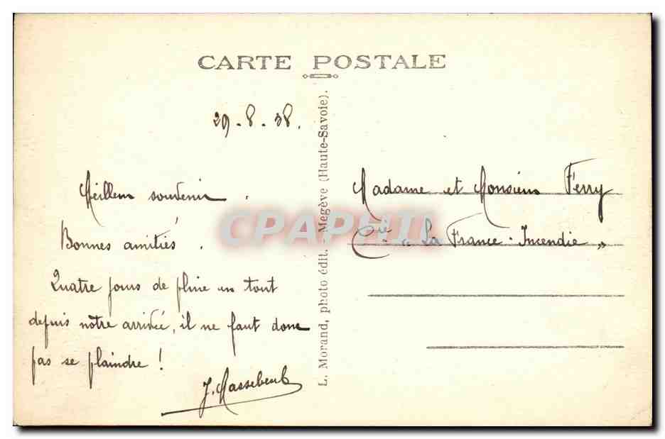 CPA Les Lacets sur la Giottaz et le Mont Blanc — Verso